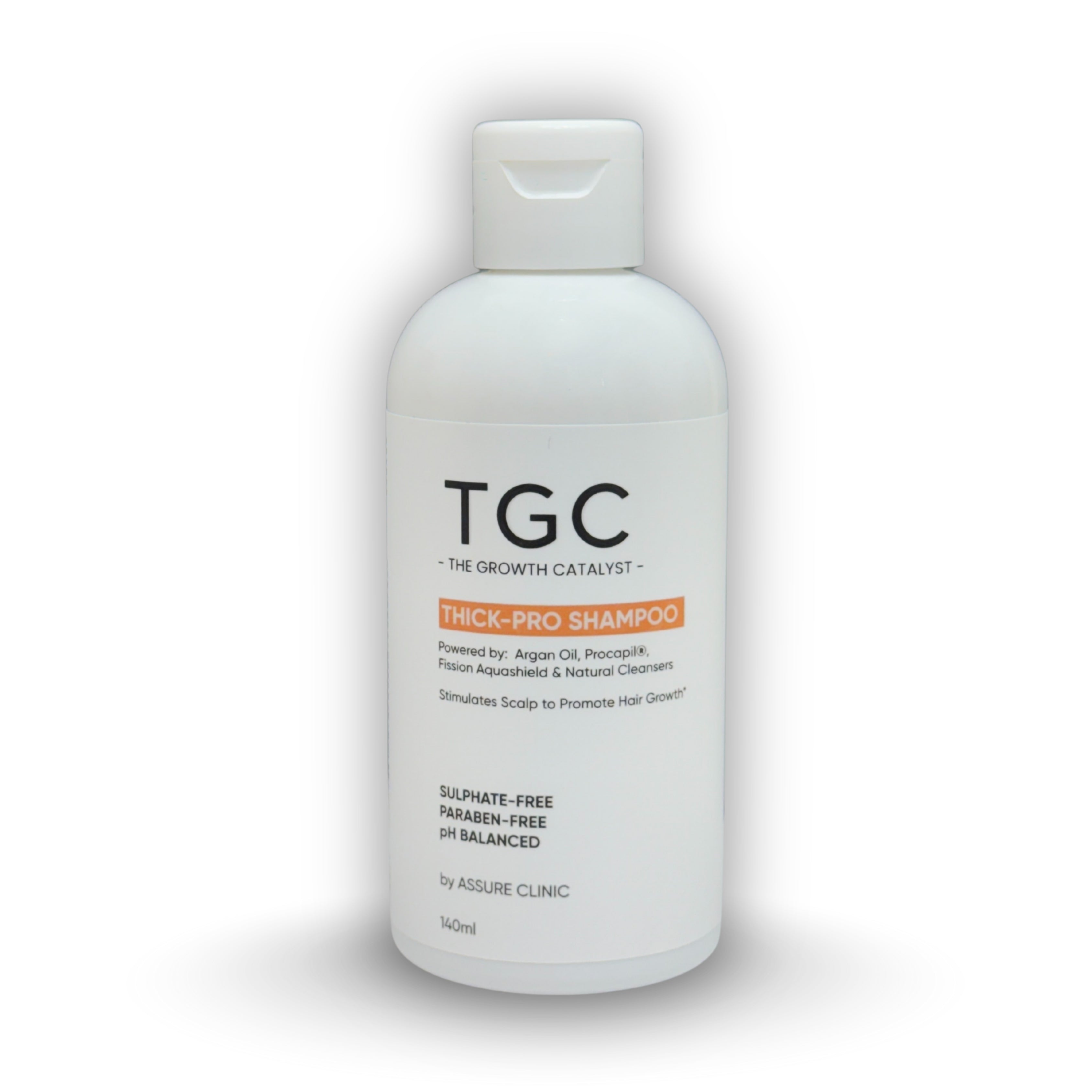 TGC The Growth Catalyst by Assure Clinic l Thick Pro Shampoo & Conditioner Set – Volumizing, Strengthening Formula for Fuller Hair l Sulphate-Free, Paraben-Free l Procapil, Argan Oil – 2 x 140ml