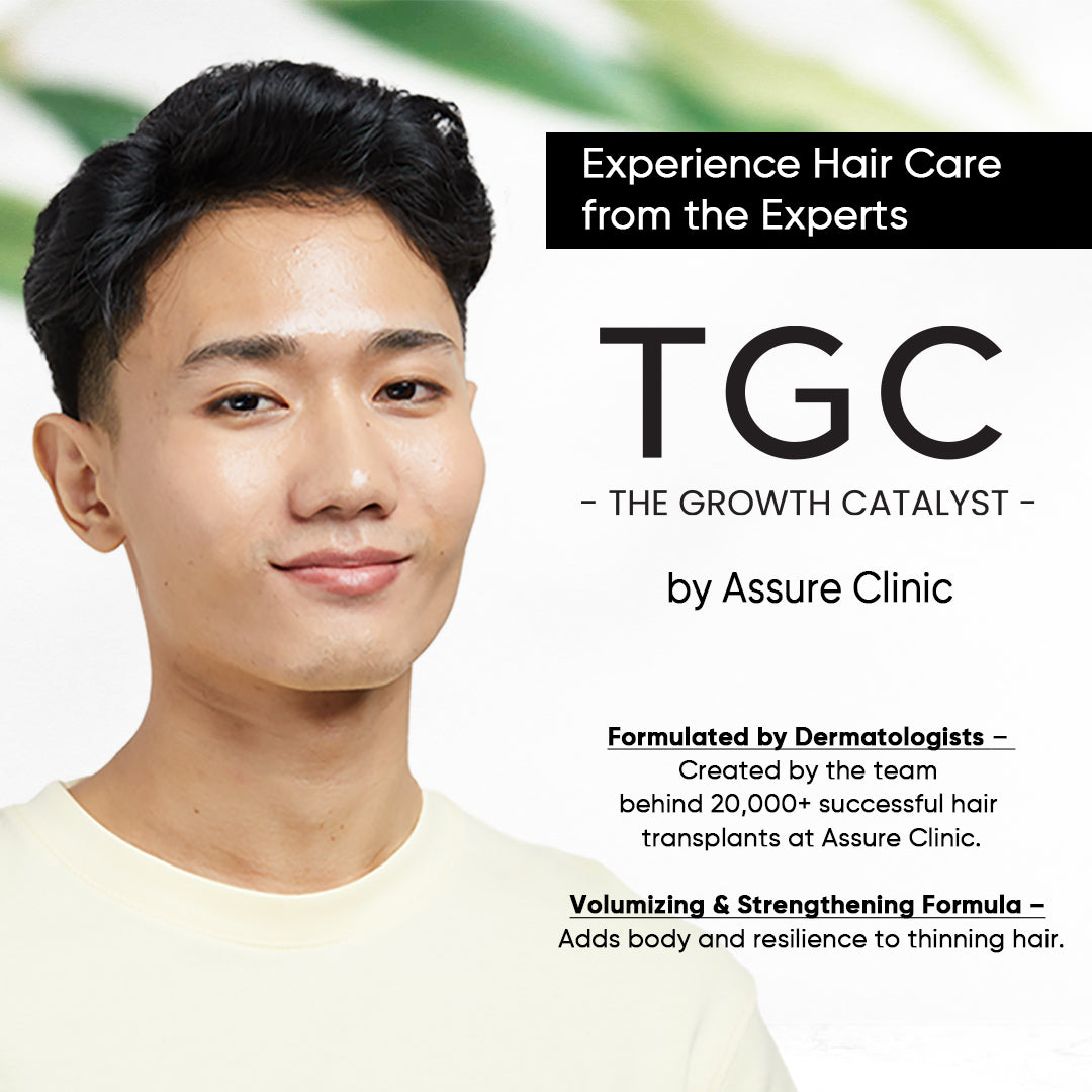 TGC The Growth Catalyst by Assure Clinic l Thick Pro Shampoo & Conditioner Set – Volumizing, Strengthening Formula for Fuller Hair l Sulphate-Free, Paraben-Free l Procapil, Argan Oil – 2 x 140ml