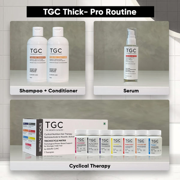 TGC Complete Hair Care Kit – Strengthen, nourish & thicken your hair from root to tip. Shampoo, Conditioner & Serum + Trichocycle Nutrition in one monthly routine | 30-Day Hair Regrowth Therapy for Men & Women